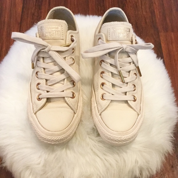 cream leather converse rose gold